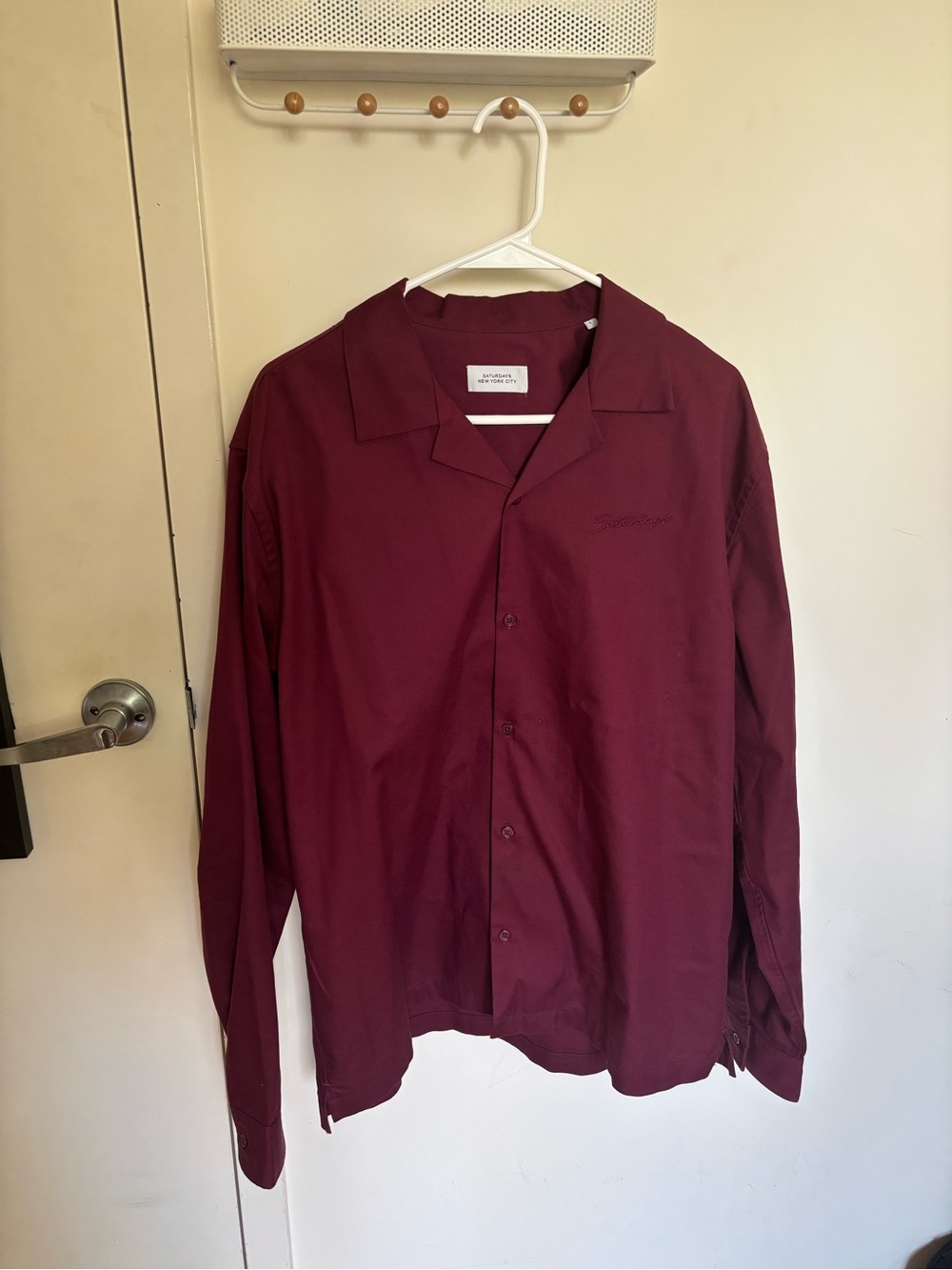 Saturdays New York City Maroon Camp Collar Shirt
